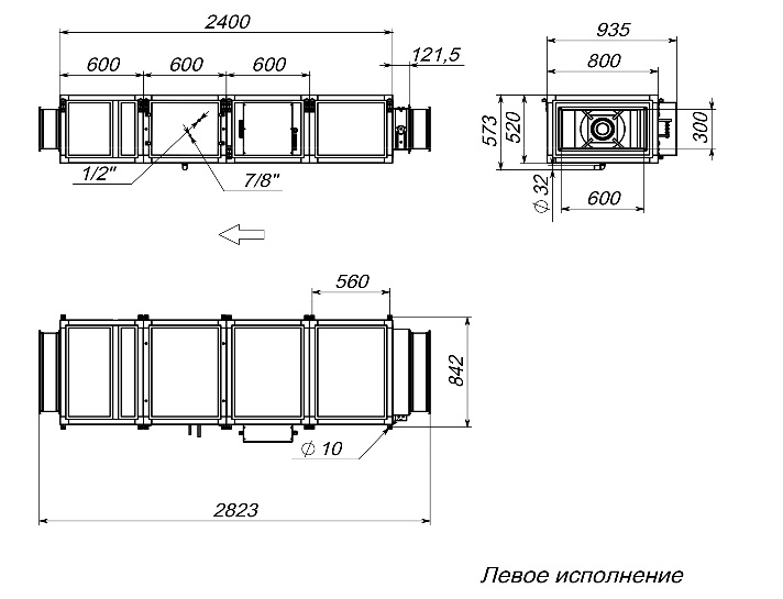 Габаритные и присоединительные размеры Breezart 2700 Lux F